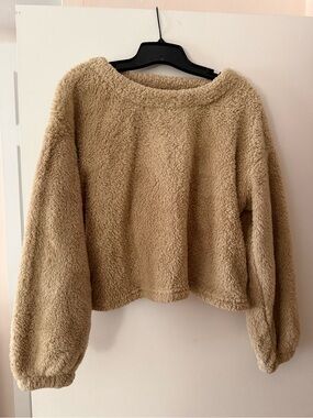Cozy Plush Teddy Pullover - Camel